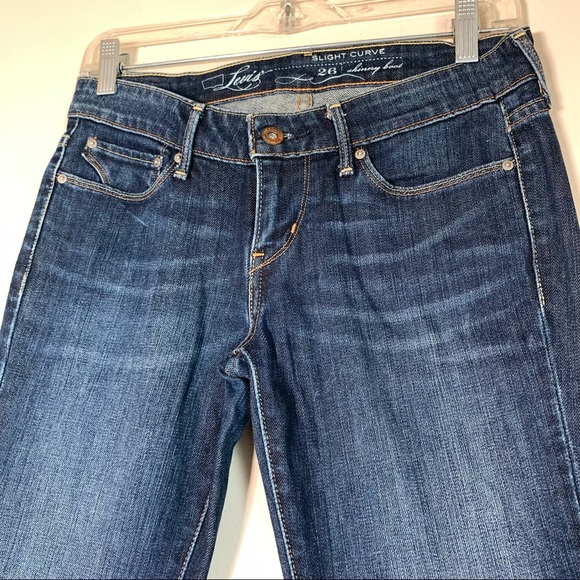 Levi’s slight curve skinny boot cut low rise jeans SZ 26 rough cut hem like new - Picture 4 of 11